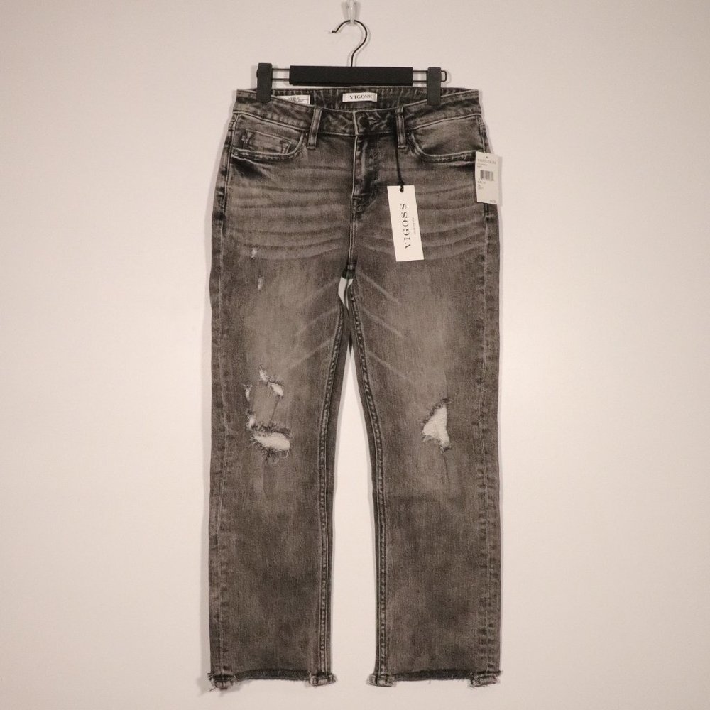 NWT Vigoss Stevie Cropped Straight Jeans in Gray